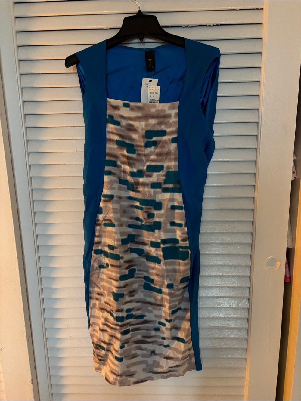 Zero-Maria Cornejo Blue Panel Printed Sheath Dress